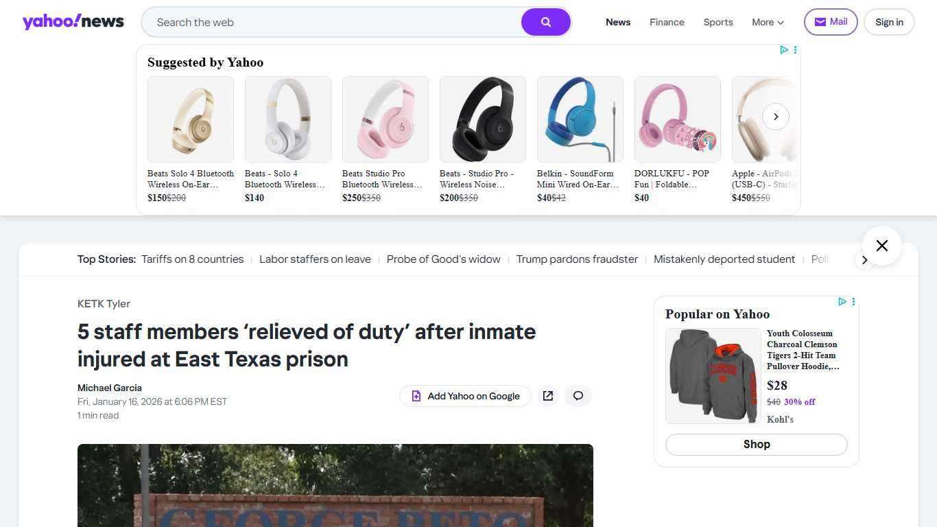 5 staff members ‘relieved of duty’ after inmate injured at East Texas prison